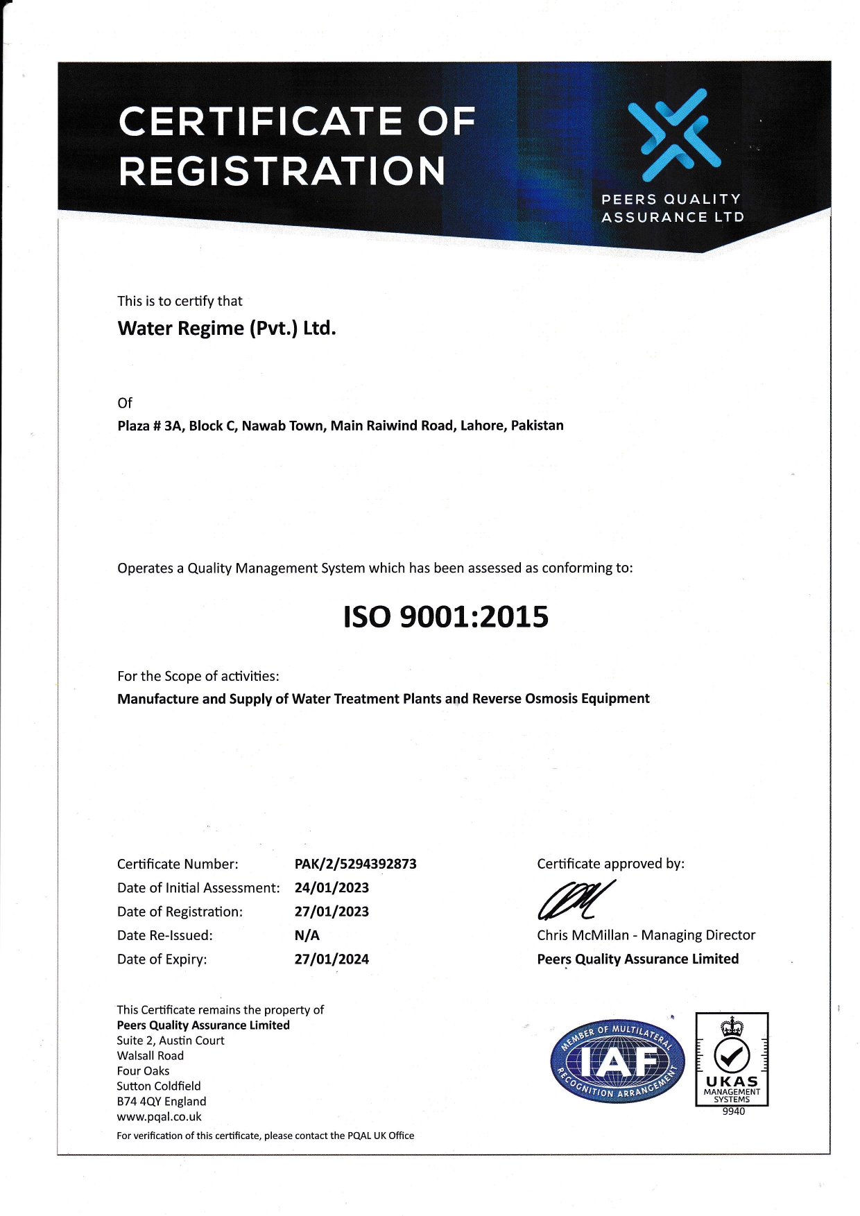 Water Regime — Quality and Innovation